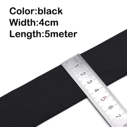 5 - Meter High - Elastic Nylon Bands for Sewing and DIY Projects - White and Black (Black 40mm)