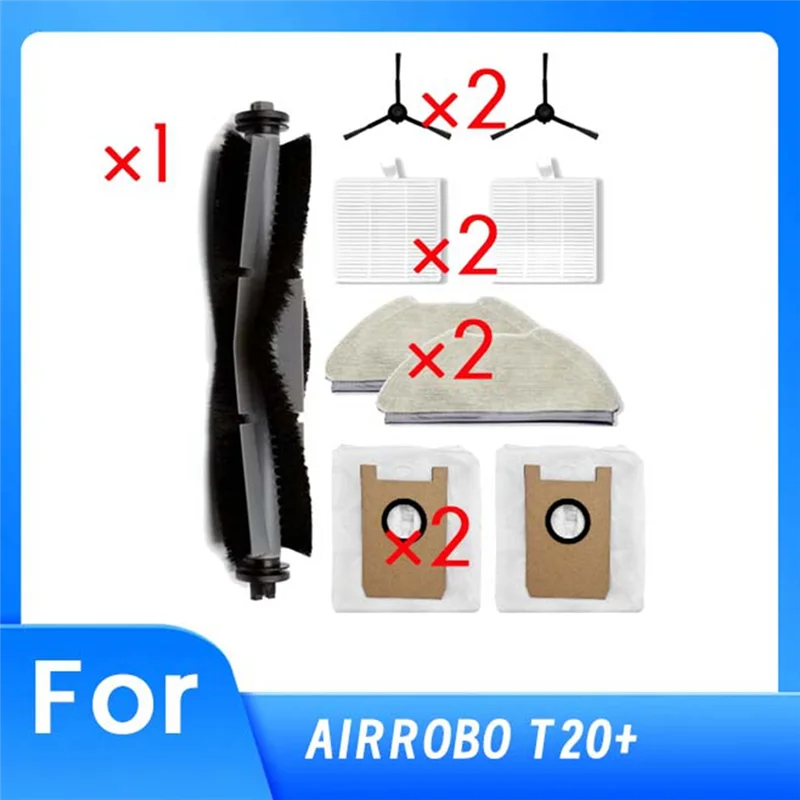 Main Side Brush Mop Filter Dust Bags For AIRROBO T20+ Vacuum Cleaner Accessories Ultra Durable Cleaner Parts Accessories-Best Se