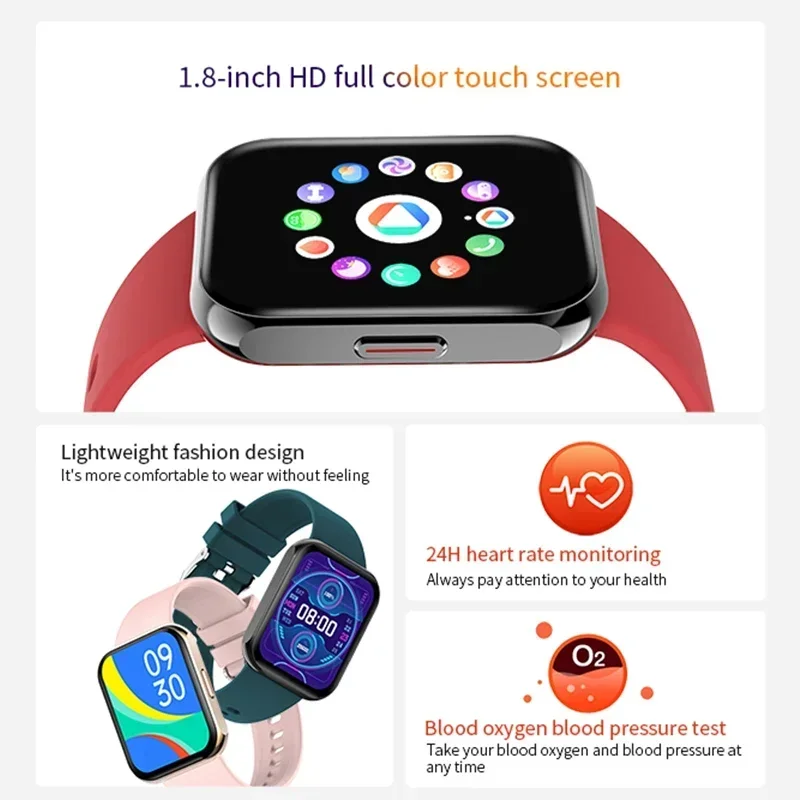 For Android IOS Universal 1.8 Inch Bluetooth Call Smartwatch Men Support 130+ Sport 2023 New Women Rotary Keys Smart Watch +Box