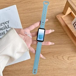 Elegant Leather Strap - Slim Women's Wristband Bracelet Smartwatch Accessory - Huawei Band 9 (Blue)