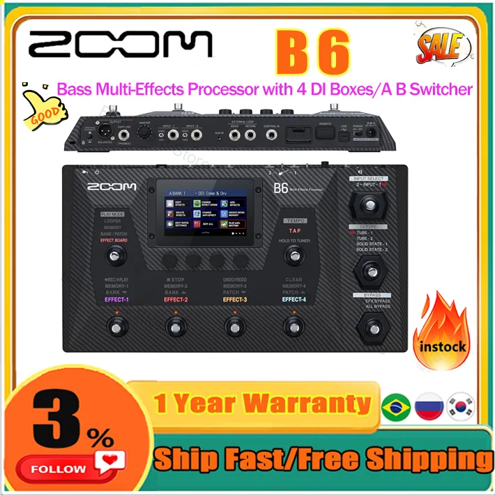 ZOOMB6multieffectsbassprocessor4DImodelsBuiltinUSBaudio