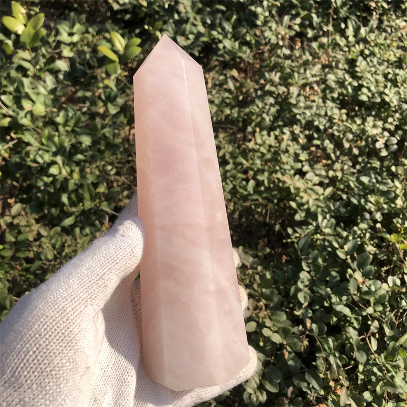 

570g Natural Pink Rose Quartz Crystal Obelisk Wand Point Healing