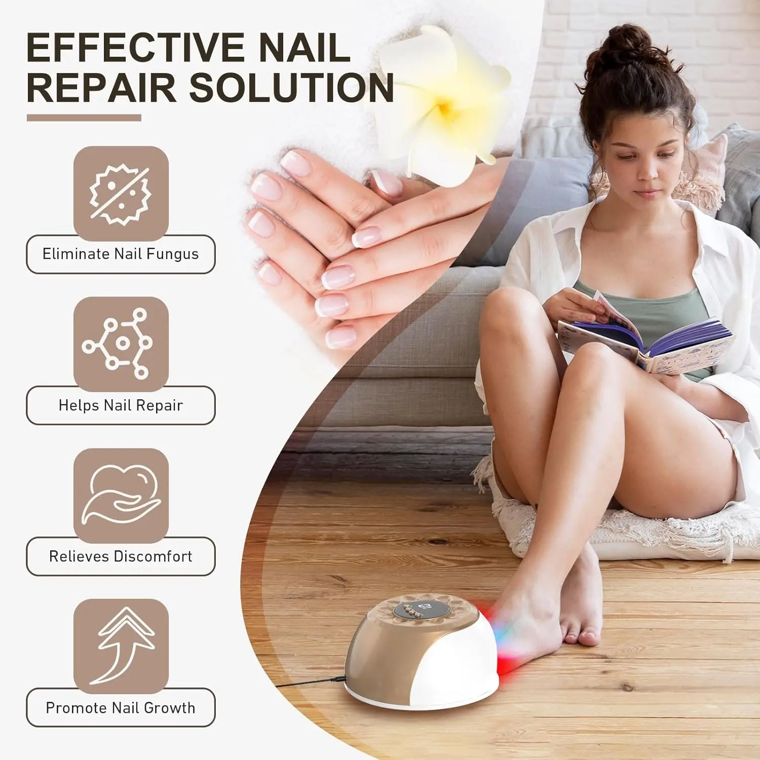 20W Nail Fungus Laser Treatment Device for Toes 470nm Blue Light+650nm Red Light Repair Toenail Fingernail Fungus TreatNail Salo