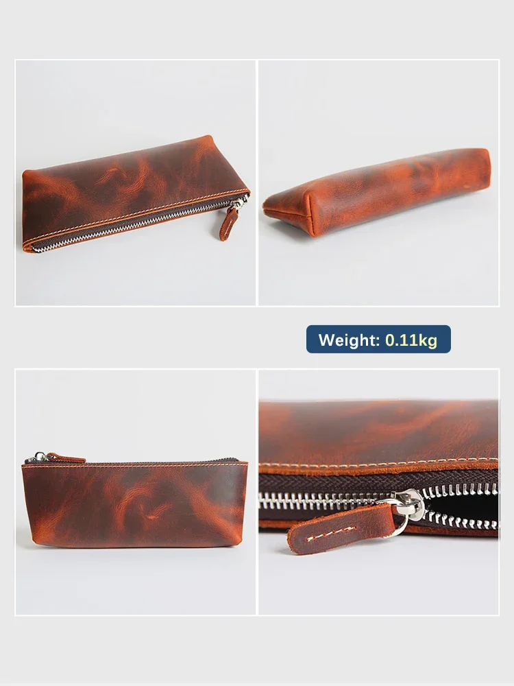 Zency Cosmetic Pockets Cowhide Leather Long Purse Clutch Multi-function Multiple Card Slots Holders Bags Small Coin Bag Unisex
