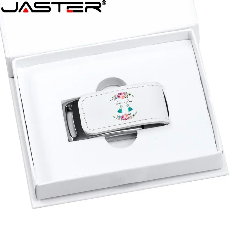 Jaster-usb Flash Drive com Logotipo Personalizado Gratuito Couro Memory Stick Caixa Branca Pendrive 128gb 64gb 32gb Impressão a Cores 10 Pcs Lote - Imagem 4
