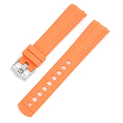 Premium Silicone Rubber Diving Watch Band with Curved End - Universal Strap - 20mm (Orange)