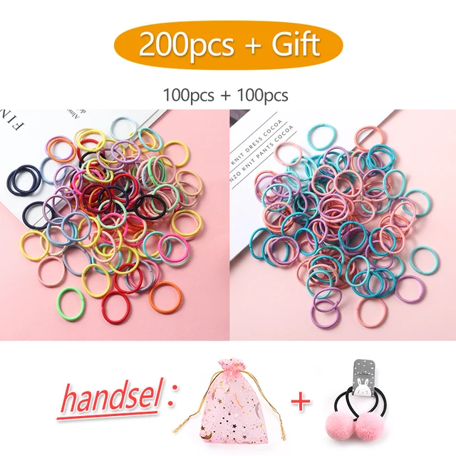 100PCS/Set Girl Hair Ring Children Ponytail Elastic rubber band hair band Hair Accessories girl Headband Scrunchie Headdress Set 200pcs-35