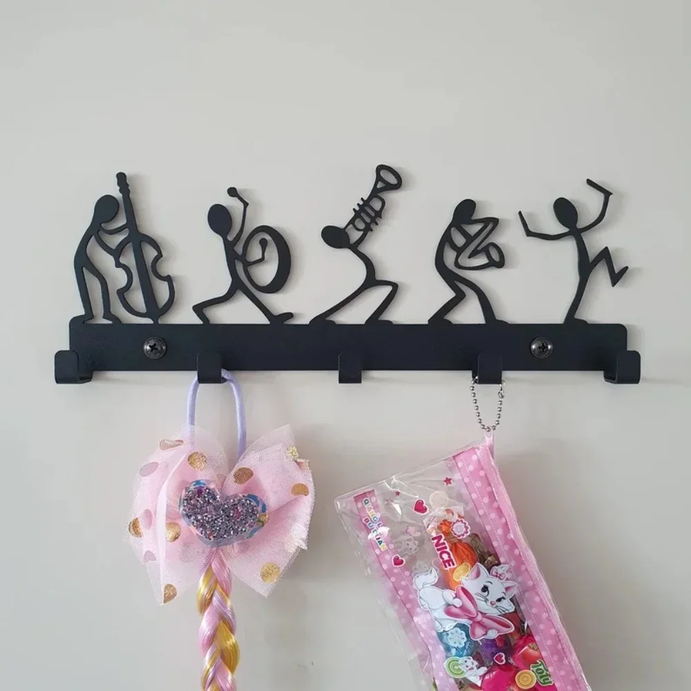 Wall Mounted Coat Rack Vintage Black Metal Key Holder Wall Hooks for Clothes & Hats Stylish Wall Hanger Elegant Artwork 4