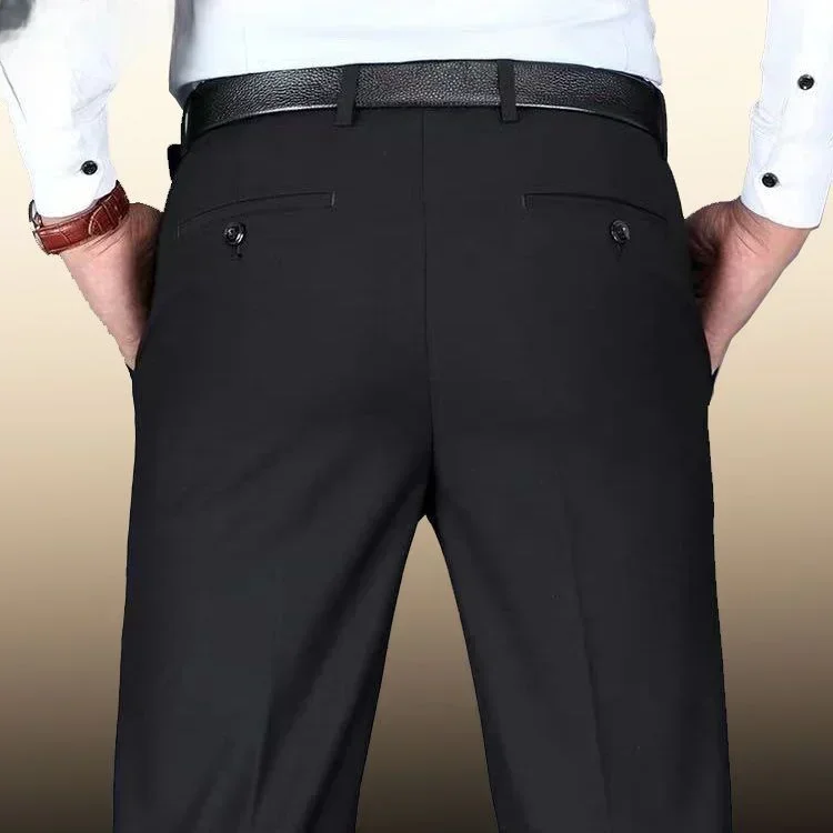 Men Pants Stretch Pants Business Pants Suit Pants High Elastic Trousers for Men Business Formal Dress Pants Casual Slim Office Social Suit Pants Streetwear Costume Homme D92