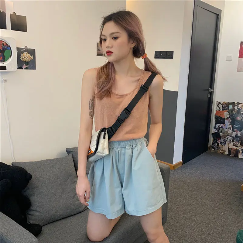 Short Pants for Woman To Wear Wide Women's Shorts Boxer Elastic Waist Running Cotton Sports Sport Fitness Gym Trend 2023 Summer