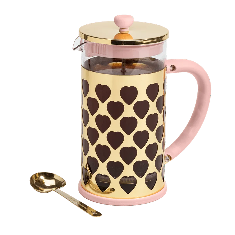

Press Coffee Maker with Heart Shaped Measuring , 34 Ounce, Pink