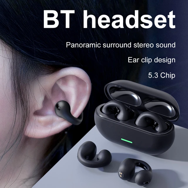 T75 Ear-Clip Bluetooth 5.3 Earphones 300h Standby Time Stereo Bass ...