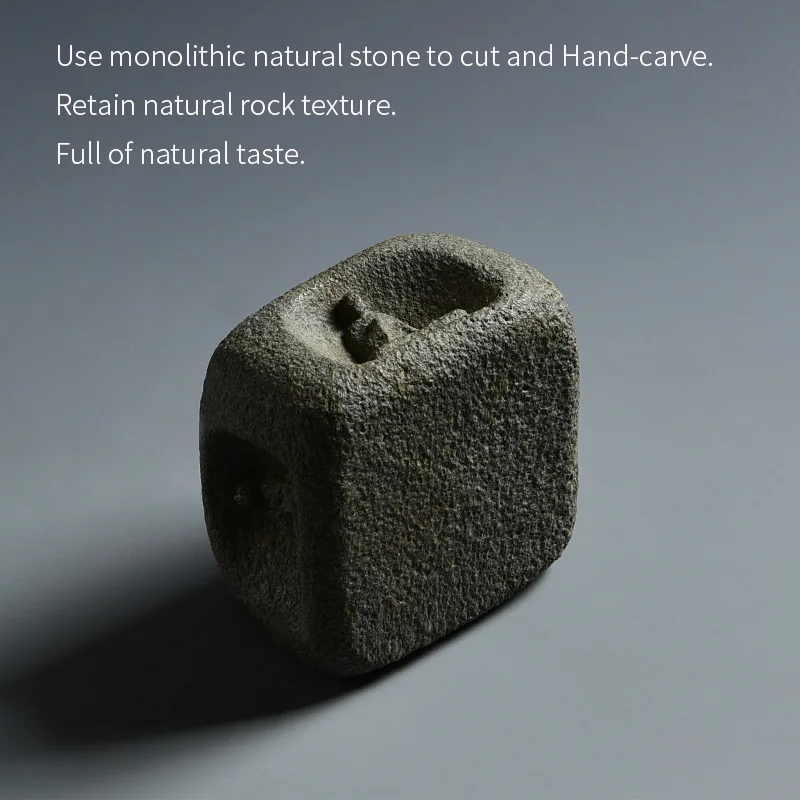 Natürlicher Granit-Teedeckelhalter, handgeschnitzt mit Zen-Blumenmuster, Teekannenablage, Tischdekoration, Heimdekor, Geschenk für Teeliebhaber – Detail 3