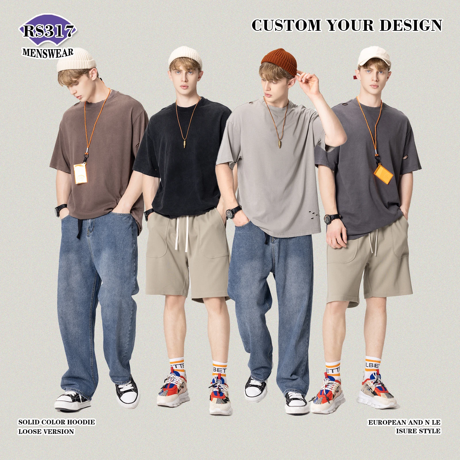 

Custom Your LOGO Hip Hop Streetwear Men 100% Cotton Distressed T-shirts Oversized Washed Top Tee Unisex Summer Diy