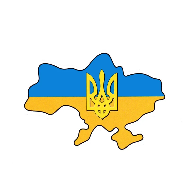 1 PCS 14.9CM*10.3CM Ukraine Flag Trident Car Sticker Map Decal