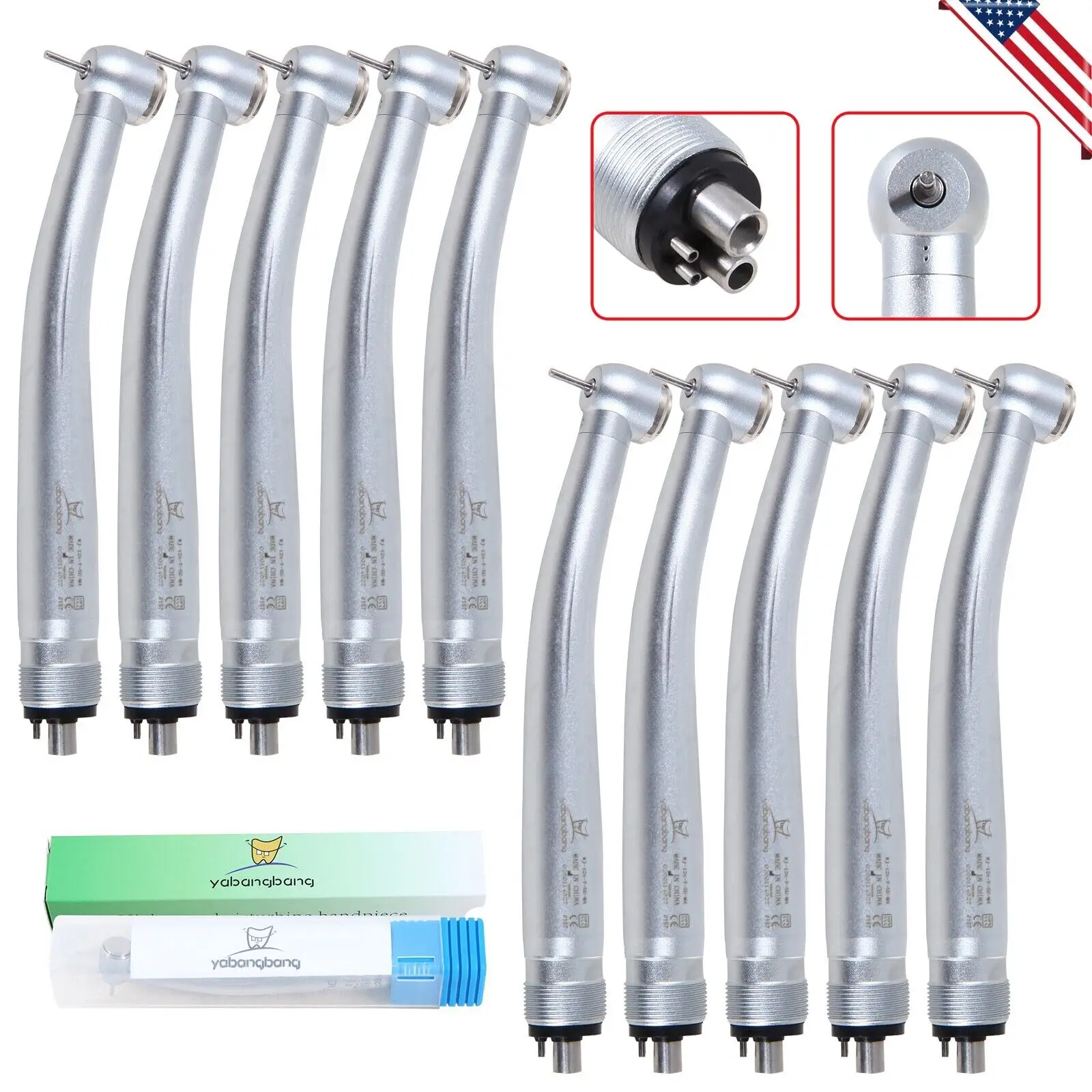 

1-10PCS NSK Style Dental High Speed Handpiece Push Button Large Head Air Turbine 4 Holes