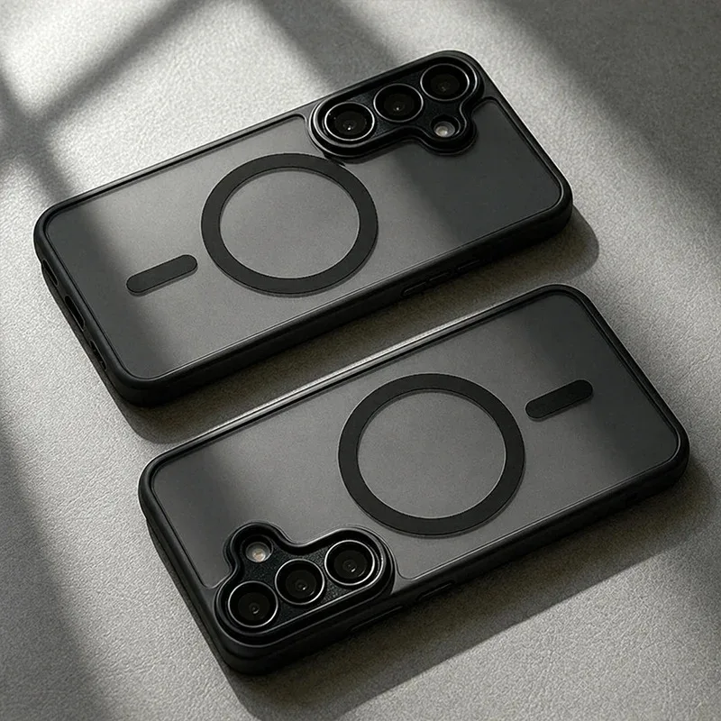 Translucent Shockproof Phone Case with Magnetic Matte Back Cover