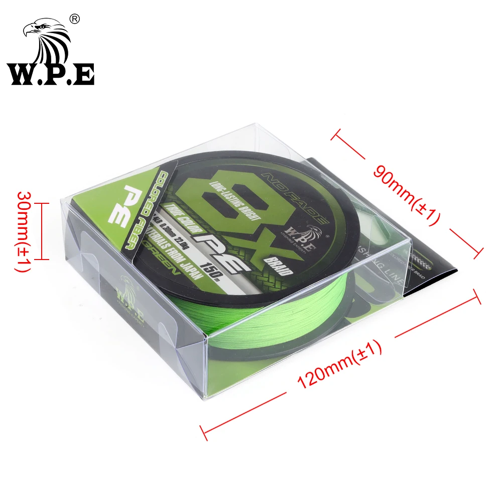 W.P.E 8X 150m PE Fishing Line 0.16-0.40mm 11-26.5kg 24.2-58.3lb