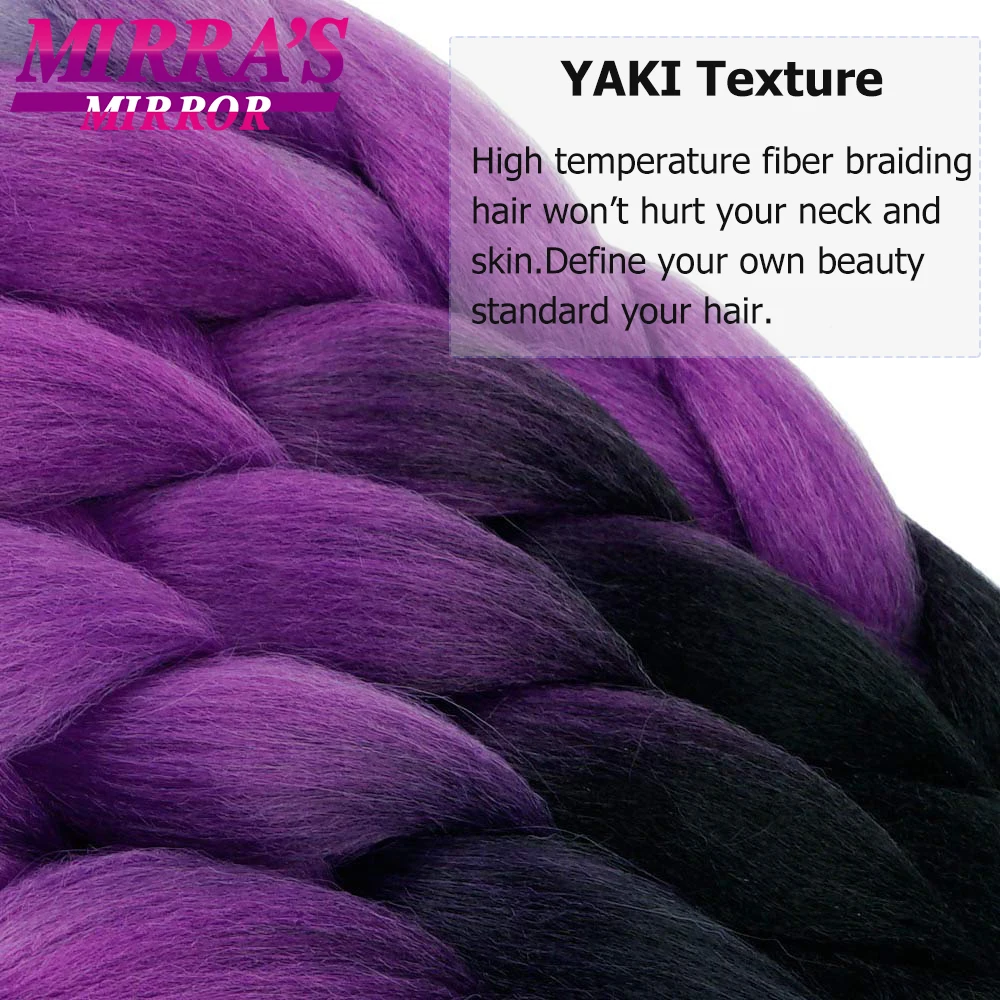 24 Inch Jumbo Braids Extensions Synthetic Braiding Hair Afro Ombre Color Fake Hair for Woman Braid Purple Blue Pink White Hair – Detail 4