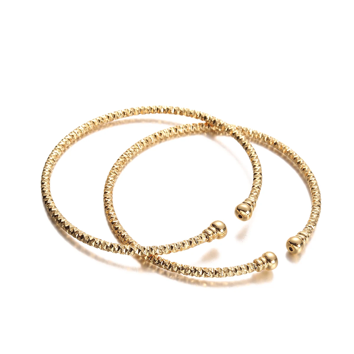 2 Pcs Golden Color Women Dubai Bride Wedding Ethiopian Bracelet Africa Bangle 5