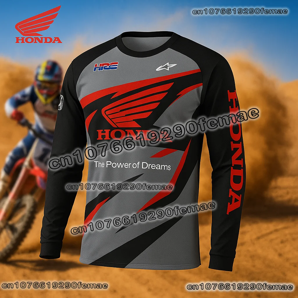 혼다 오토바이 남성용 긴팔 라이딩 저지, 속건 통기성 편안한 기어, 먼지 자전거 경주 및 일상복