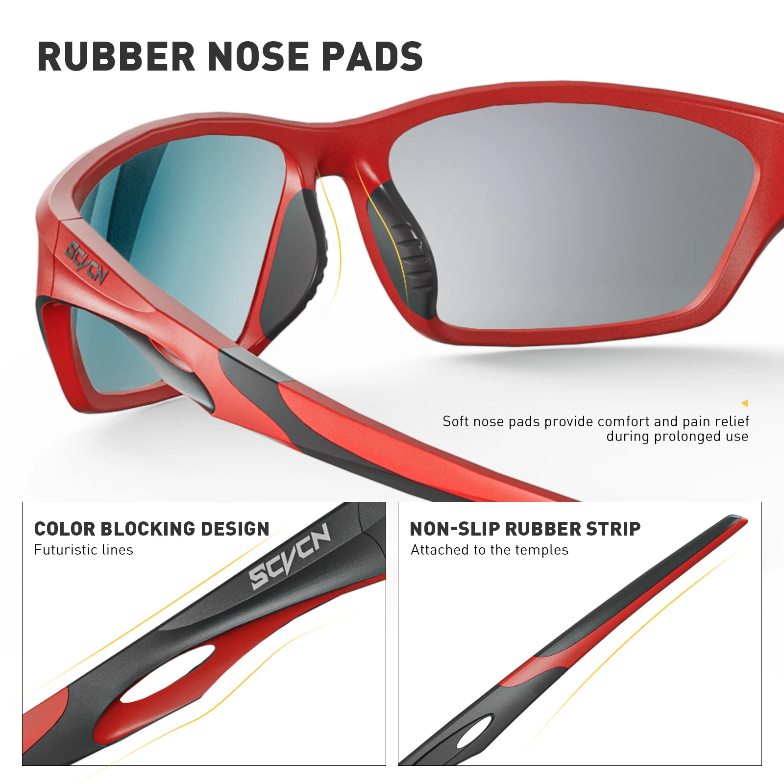 SCVCN Polarized Fishing Sunglasses Sports Sunglasses for Men and Women Cycling Glasses Mountain Bicycle Riding Goggle Bike UV400