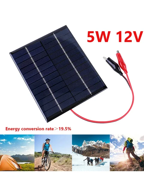 5W 12V Portable Solar Panel Waterproof Mini Small Solar Panel Module DIY Polysilicon Solar Epoxy Cell Charger for Lamp Fan Pump 4
