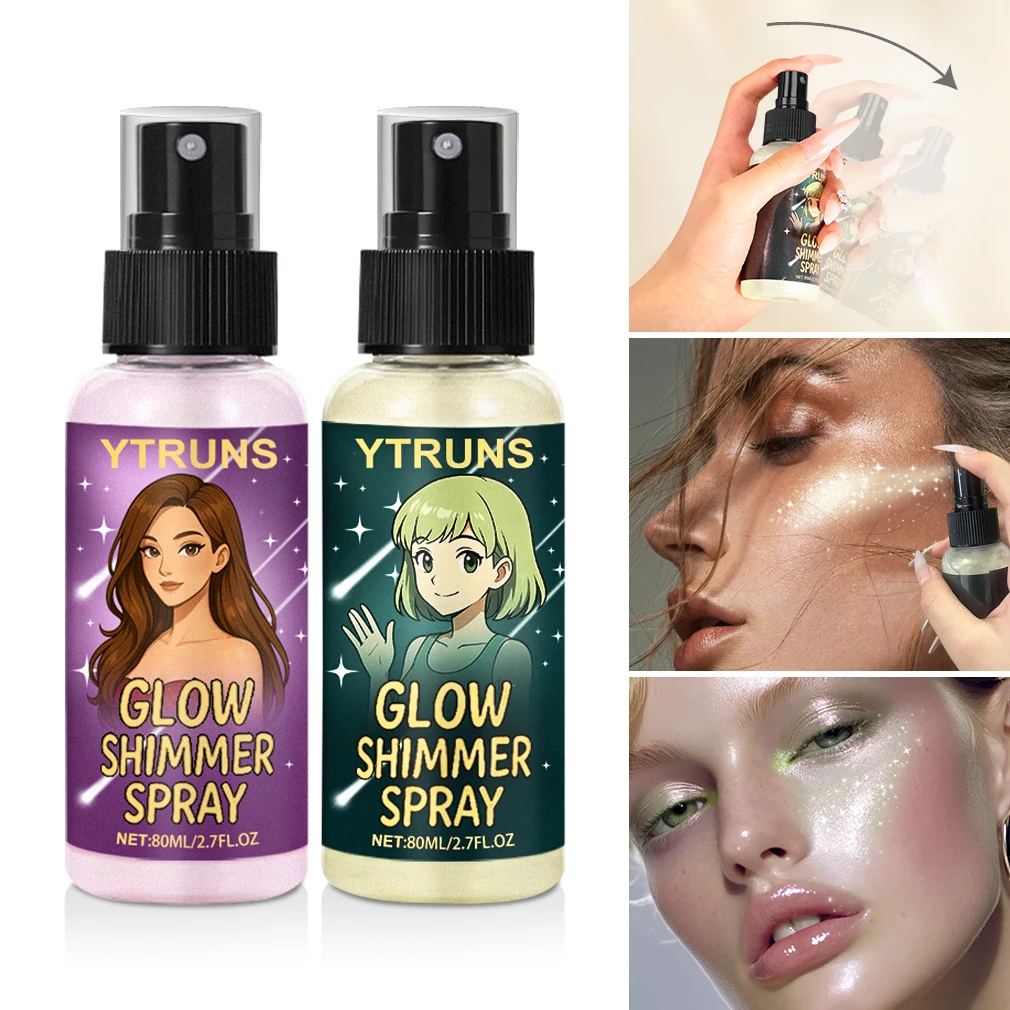 Glow Shimmer Spray for Face, Body and Hair, Lightweight Glitter Mist for Highlighting Skin and Hair, Ideal for Parties