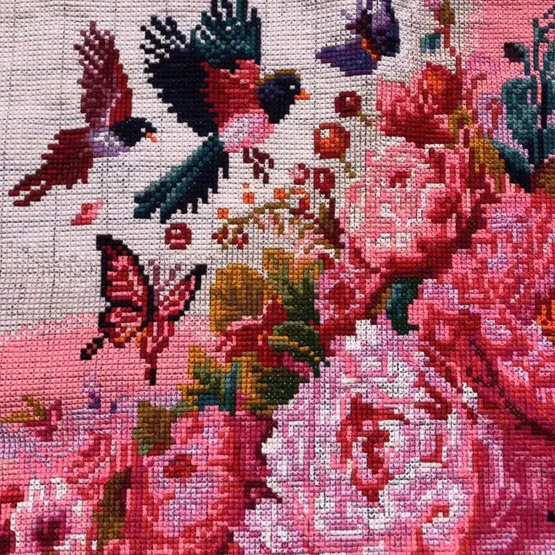 Cross Embroidery New Exquisite Peony Handmade Full Embroidery Finished Product Simple Modern Living Room Decoration Hanging
