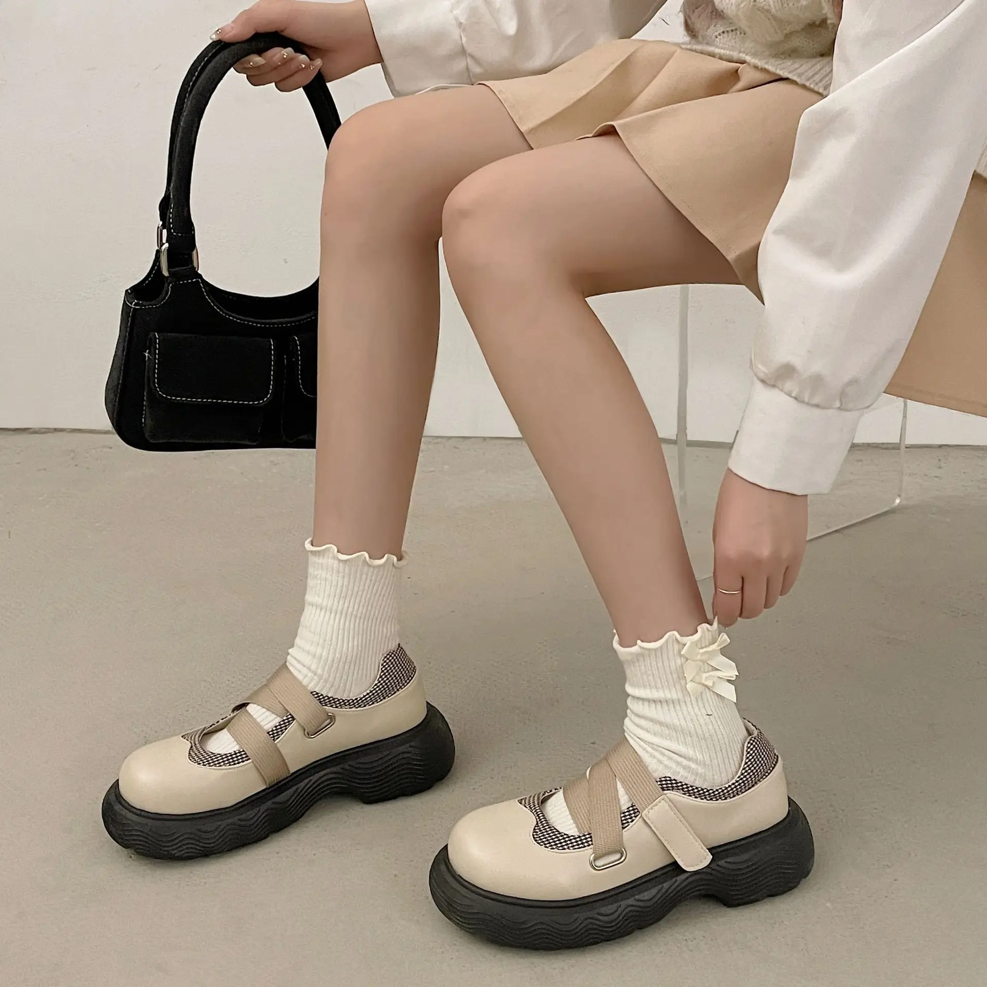 

Женские туфли-оксфорды с закрытым носком, классические кожаные туфли на платформе и толстом каблуке, осень-лето 2023