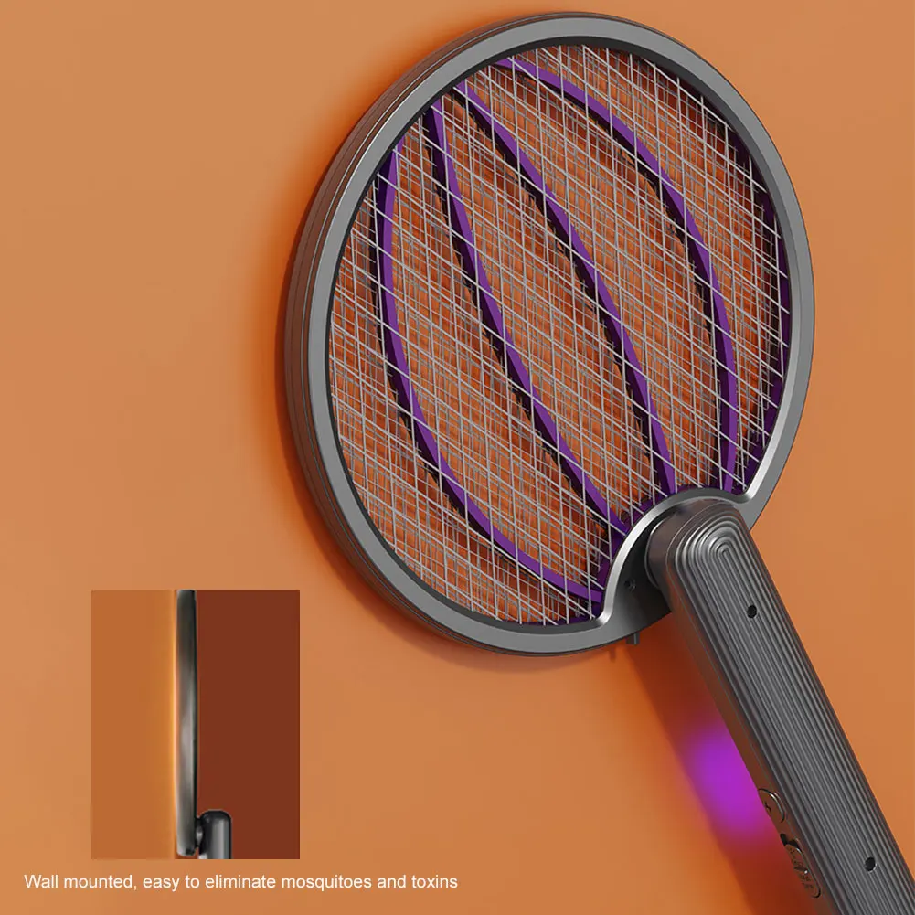 Foldable Bug Zapper Racket Rechargeable Electric Fly Swatter Safe Fly Killer and Mosquito Trap Lamp for Indoor Outdoor