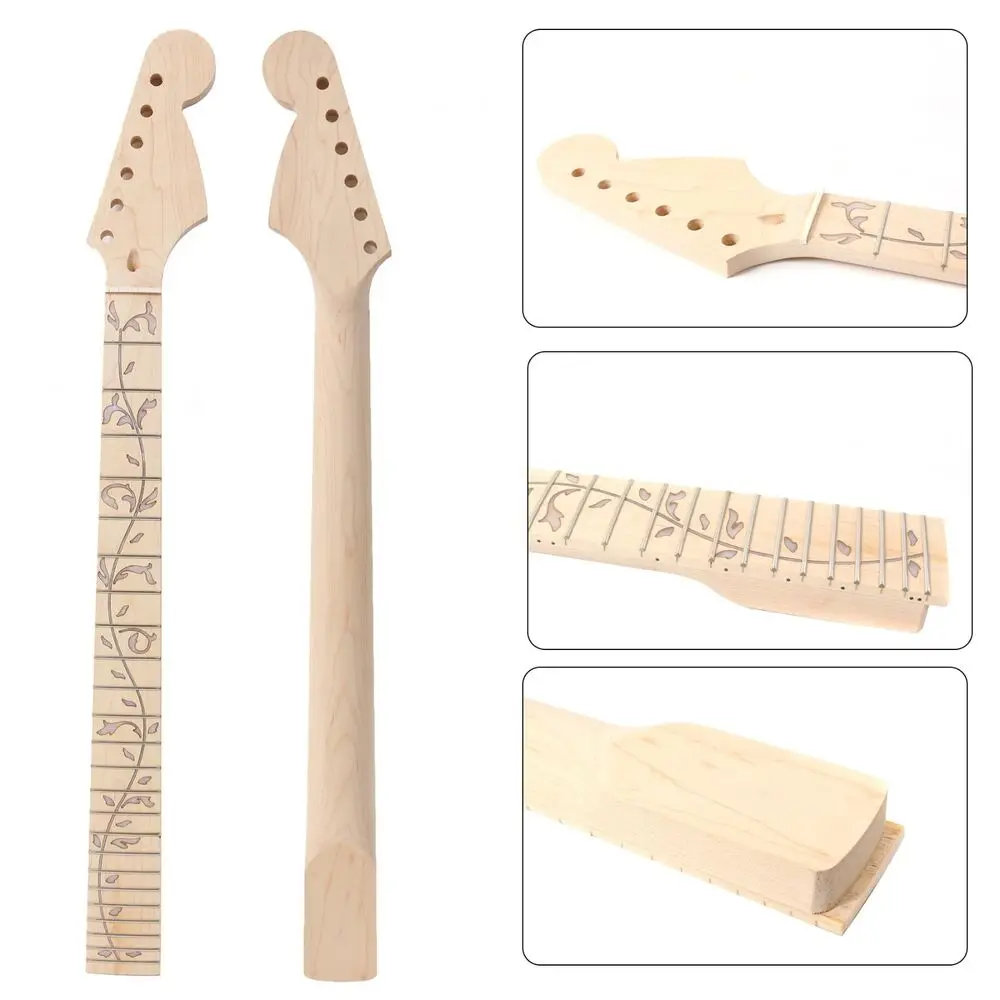 

New Maple Guitar Neck 24 Fret 25.5 Inch Scale Vine Inlay Bolt on Style High Quality Guitar Replacement Head Unfinished DIY