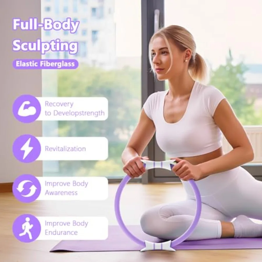 14" Pilates Ring - Magic Circle Inner Thigh, Arm And Core Toning Anti-Bend Foam Handles Home Fitness Gear For Women_voghion.com