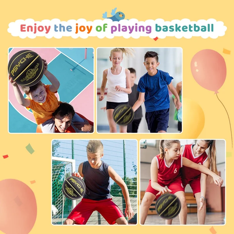 Original Psyche Rubber Basketball Ball Size 3 Size 5 7 Kids Youth (With Free Pin、 Net、Pump)