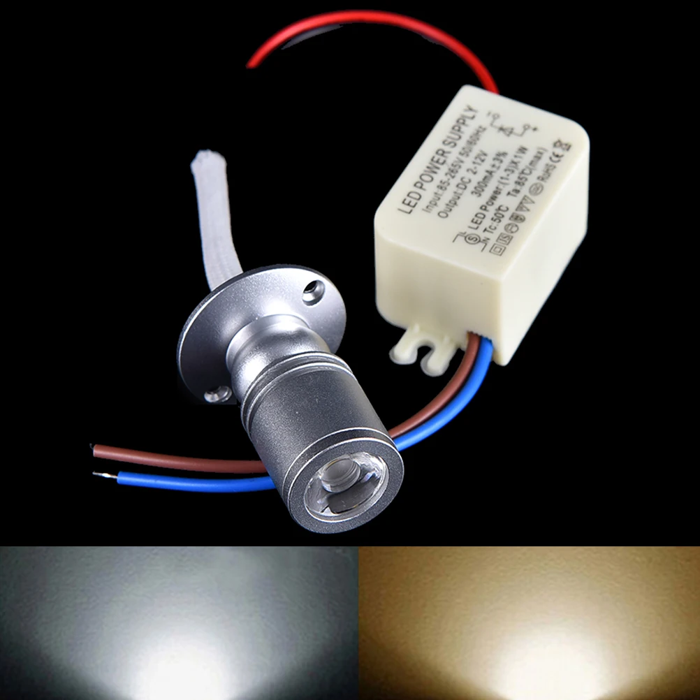 LED Downlight LED Spotlight 1W Led Recessed Cabinet Mini Spot Light 110V 220v 12v Dc Jewelry Show Include Led Driver 6000K Ceiling Light