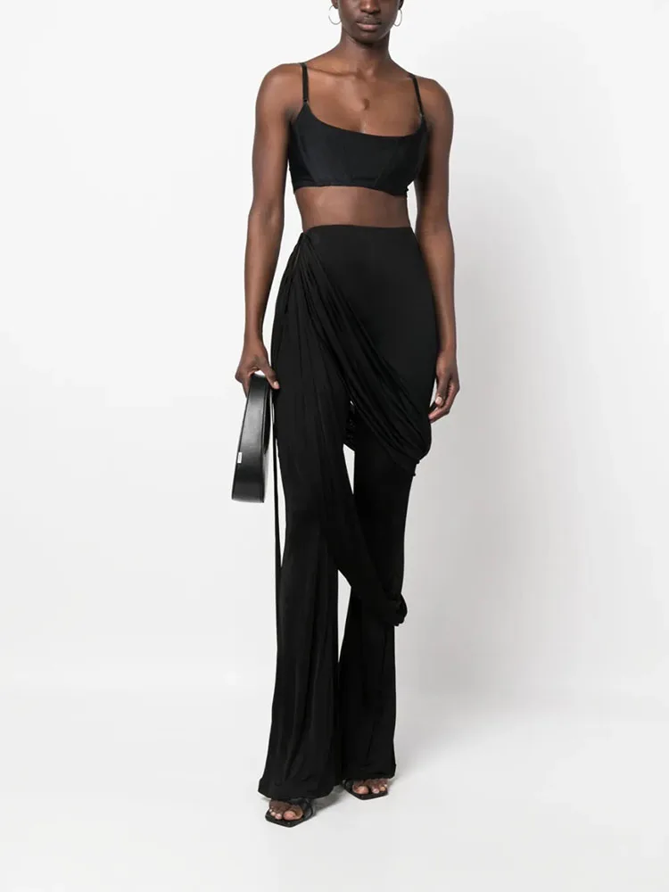 

y2k spring and summer skinny tied leg micro La Women's pants 2023 fashion versatile high waist fashionable womans clothing