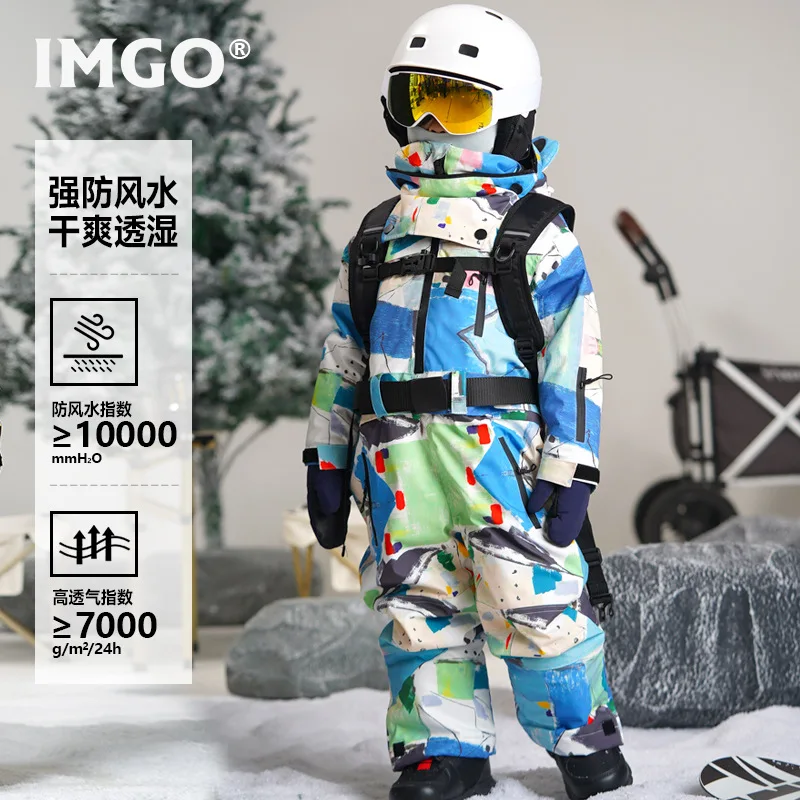 Children's Frog Head One-Piece Ski Suit High Permeability TPU Breathable Film Strong Waterproof Windproof Ski Jumpsuit