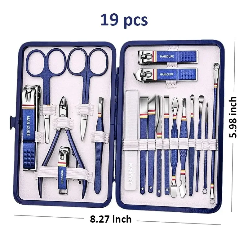 11-13pcs/set Nail Cutter Set Stainless Steel Nail Clippers Set With Folding Bag Manicure Kits Scissors Makeup Beauty Tool 5