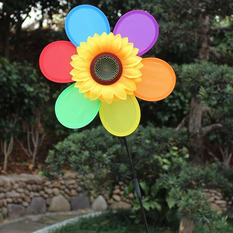 Sunflower Windmill Toy Kids DIY Outdoor Toys Garden Yard Decoration
