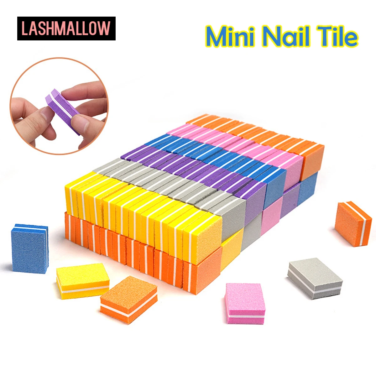 

10/25/50pcs Mini Nail File Blocks Colorful Double-sided Sponge Nail Polish Sanding Buffer Strips Polishing Manicure Beauty Tools