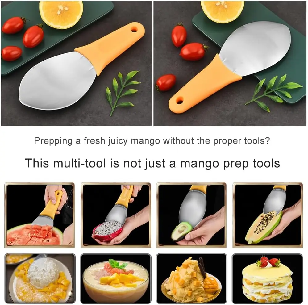 Mango Slicer Cutting Tool, Mango Splitter Dragon Fruit Peeler ,Watermelon Cutter with Non-Slip Handle Kitchen Tools