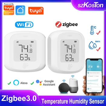 Tuya ZigBee3.0 Temperature Humidity Sensor WiFi Indoor Thermometer LCD Display Works with Alexa Google Smart Home Automation 1