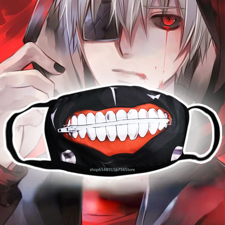 

Anime Tokyo Ghoul Kaneki Ken Mask Zipper Black Masks Cosplay Dustproof Face Mask for Easter Carnival Party Prop Halloween Gift