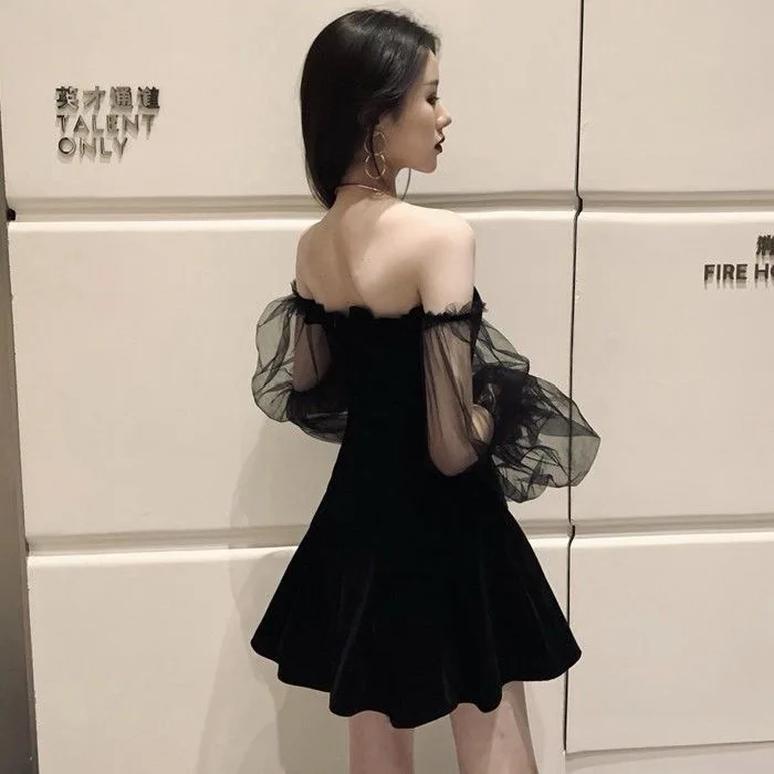Mesh Patchwork Dress For Ladies Vintage Ladies Sexy Slash Neck Club Style Stylish 4