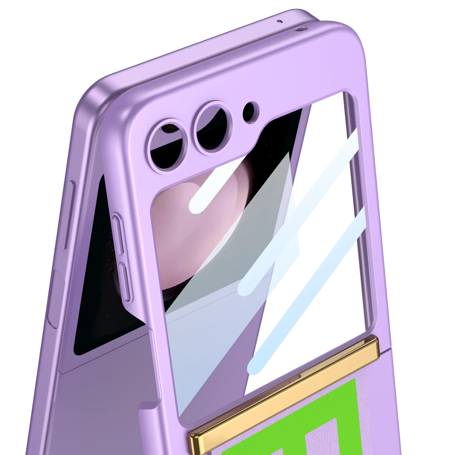 Stylish Letter Wristband Stand Phone Case for Samsung Galaxy Z Flip 5 Ultra-thin Shell Film Integrated All-wrap Protective Cover