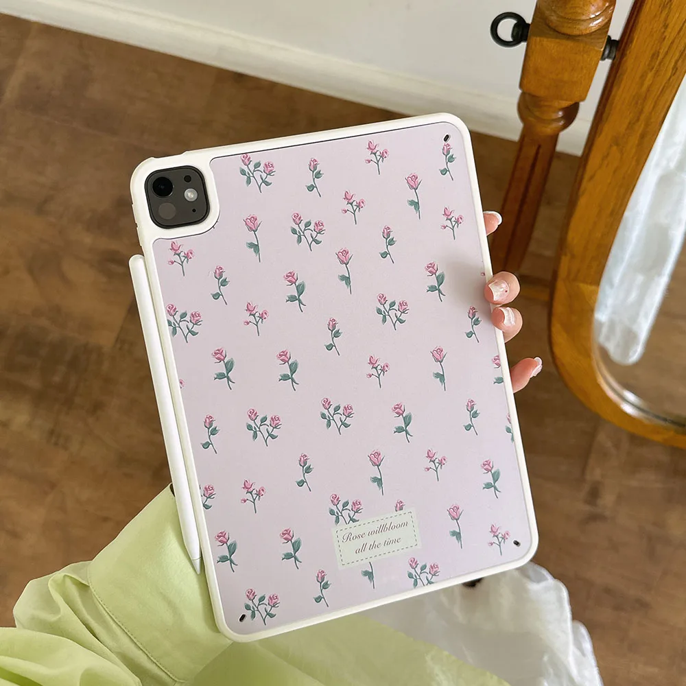 Pink Floral iPad Protective Case Cover