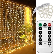 

3M LED String Lights Christmas Fairy Garland Curtain Lights USB Remote Control Xmas Wedding Party Home Decoration Outdoor Garden