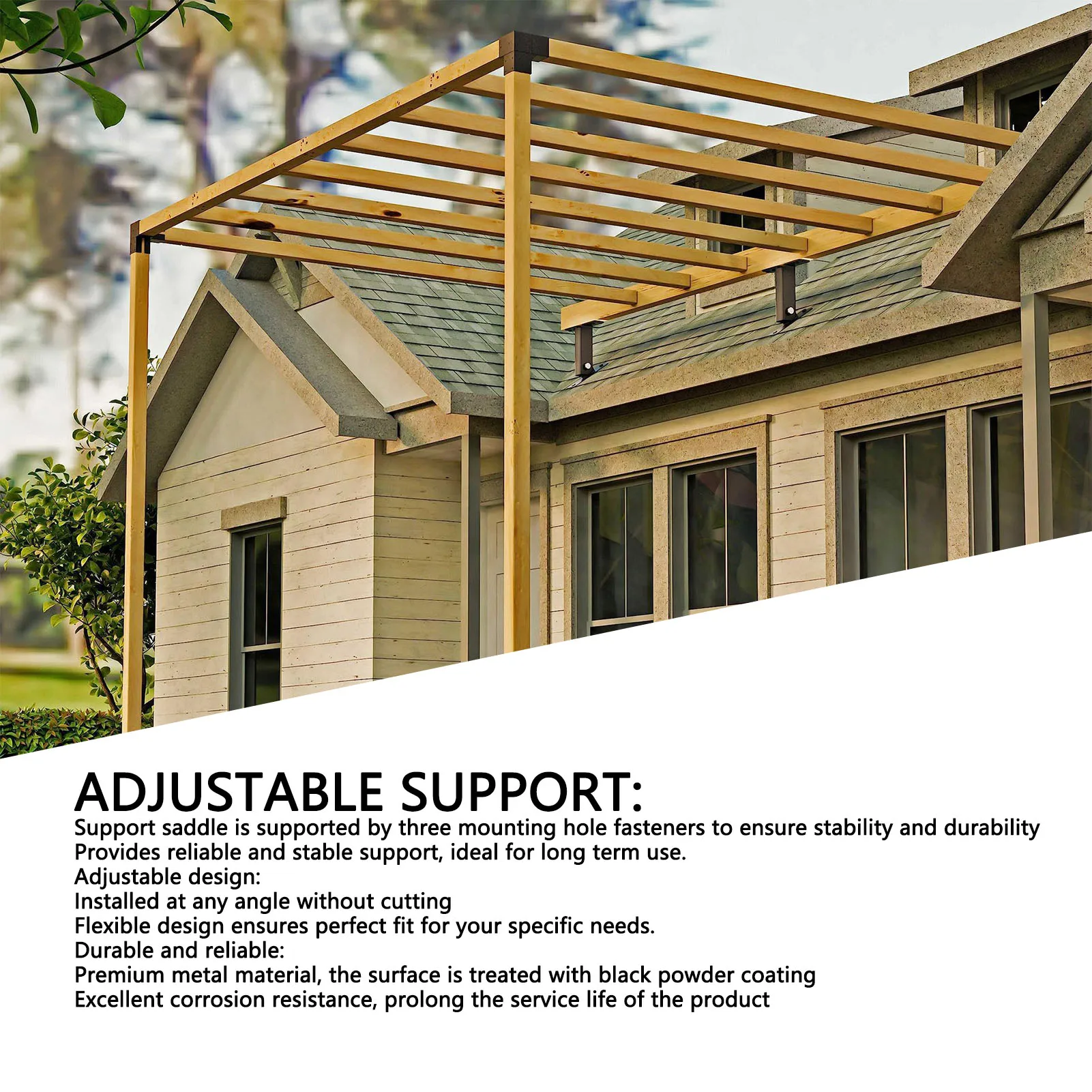 Pergola Roof Riser Beam Bracket Roof Mount Pergola Bracket Stainless Steel Angle Adjustable Beam for Gazebo