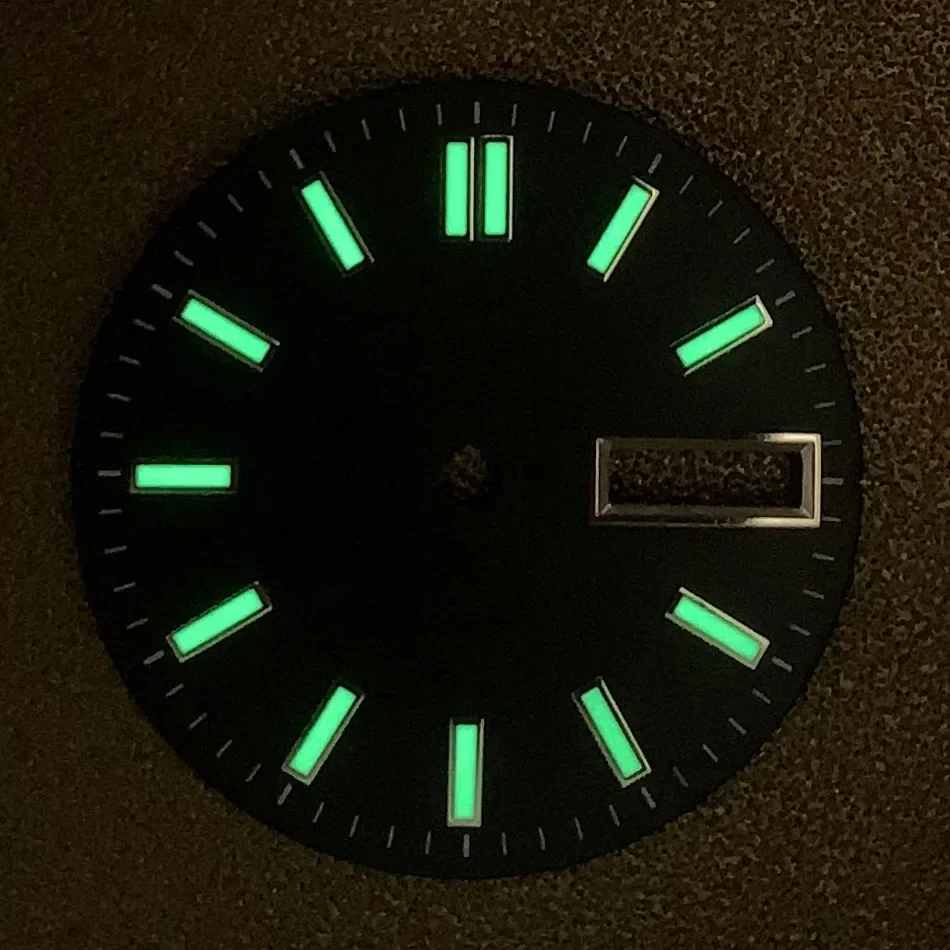 28.5mm Double Calendar Watch Dial Sunburst Watch Faces Green Luminous Modification Accessories for NH36/4R/7S Movement watch dial accessories watch face accessories