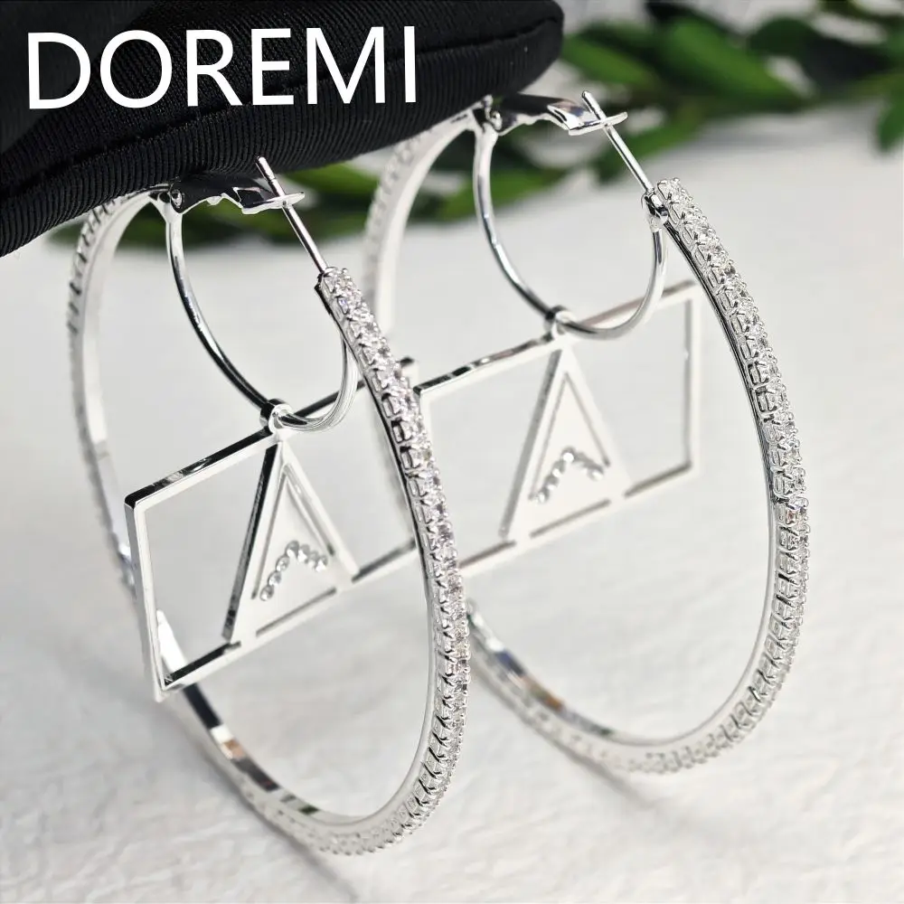 DOREMI 60mm Women Earring Hoop Country Design Custom Name Pendant Earrings Mini Crystal Zircon Name Earrings Gift Jewelry doremi new design picture bamboo hoop vacuum plating stainless steel custom photo earring hoop personalized gift jewelry